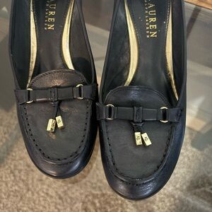 Ralph Lauren Black Leather Wedges